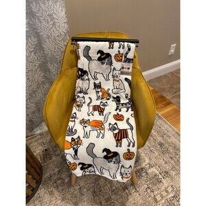 Halloween Cat Plush Throw Blanket
